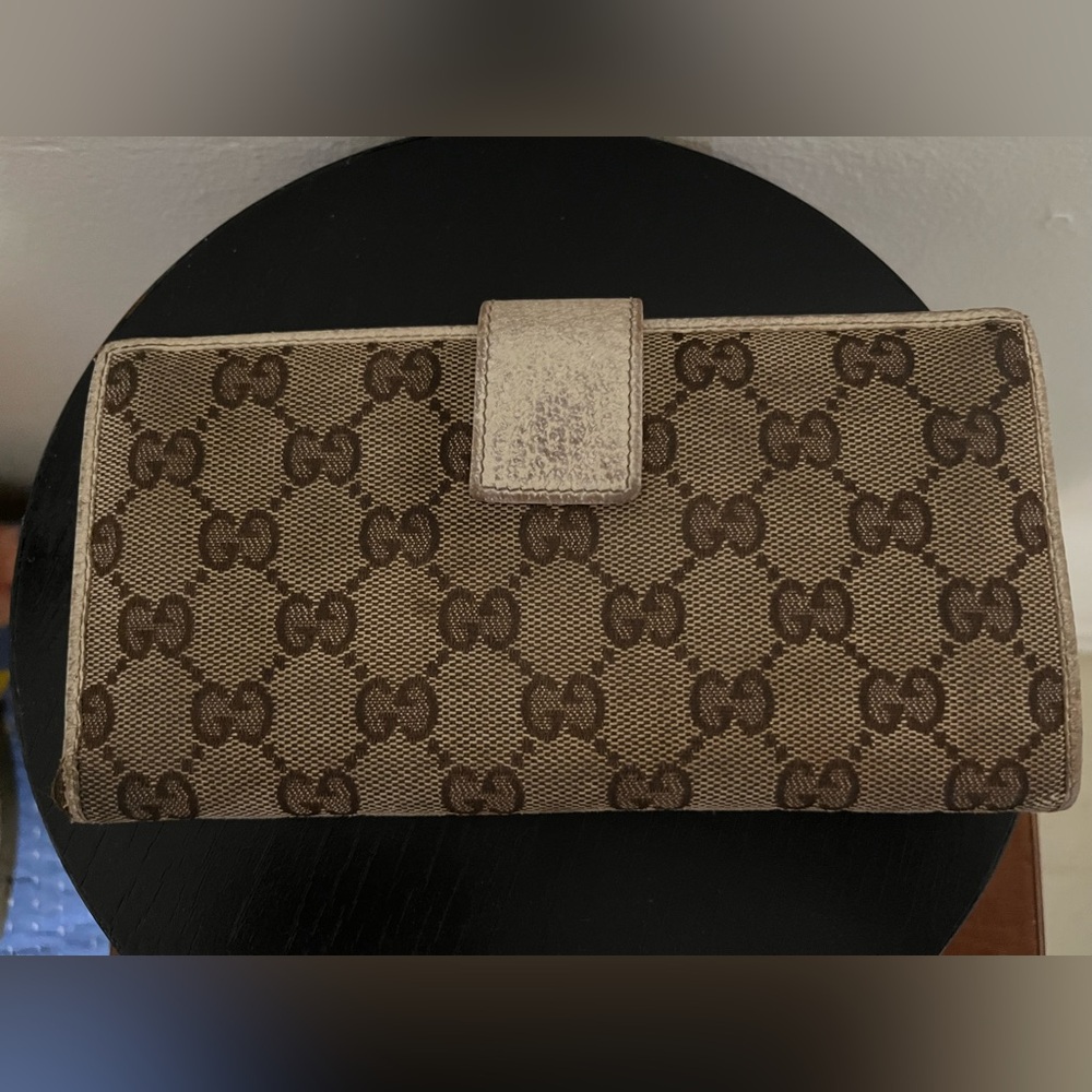 Gucci Beige and Brown Monogram Wallet